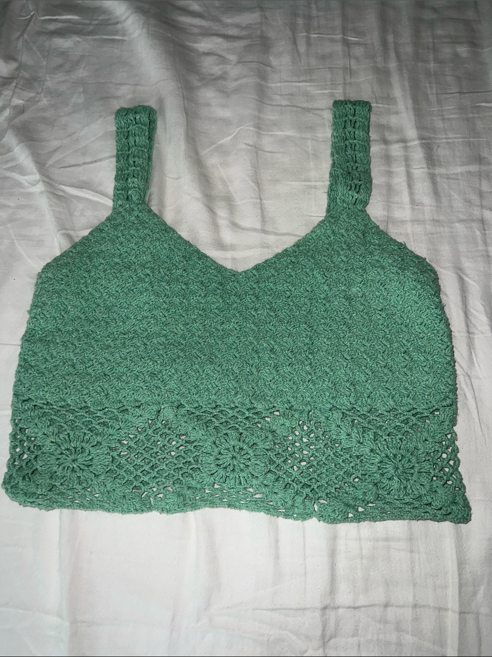 Women's Crochet Crop Top - Green